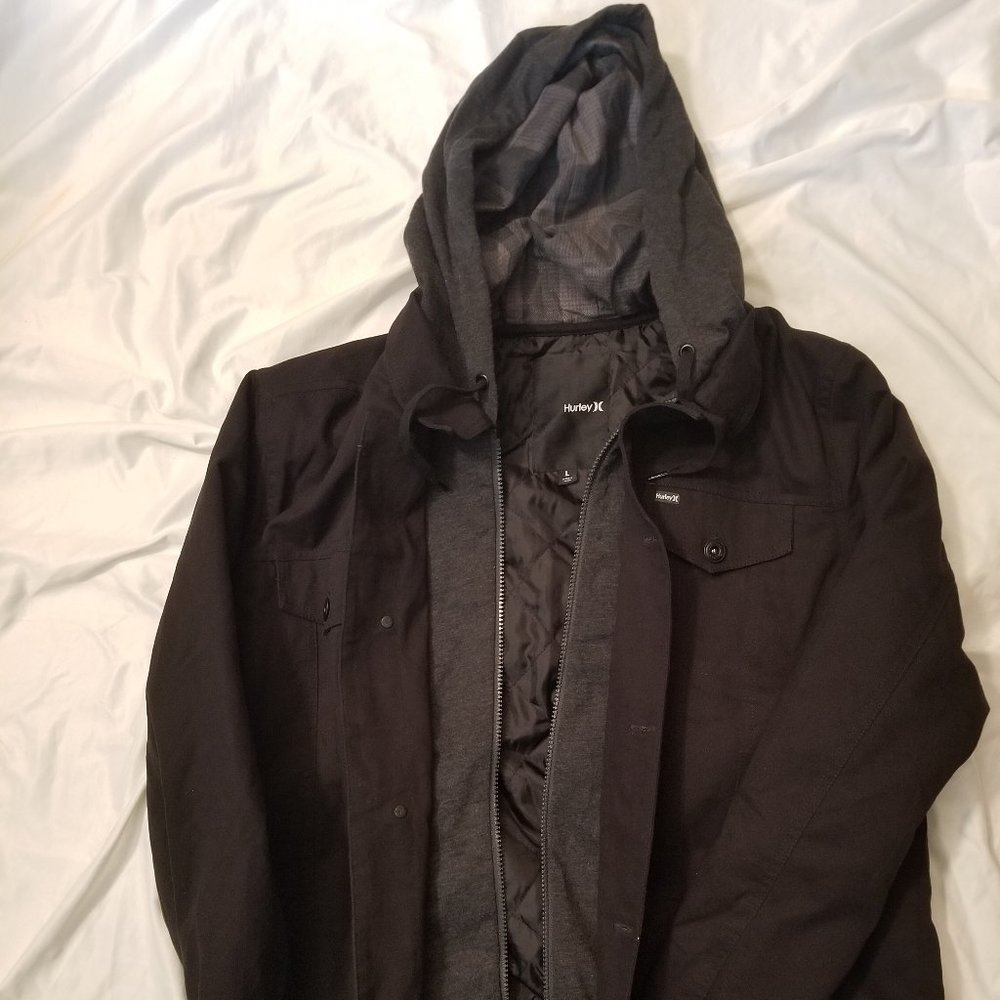 Hurley Hooded Coat Jacket - Large